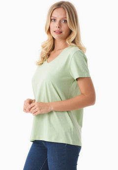 Women's Basic V-Neck T-Shirt Foam Green