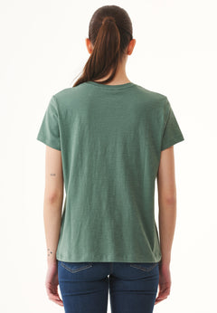 Women's Basic V-Neck T-Shirt Green Tea