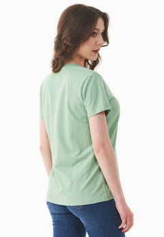 Women's Basic V-Neck T-Shirt Matcha Green