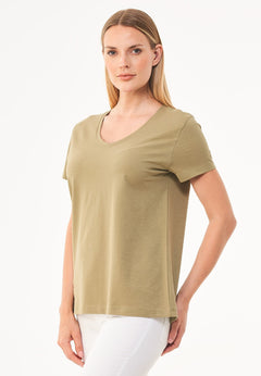 Women's Basic V-Neck T-Shirt Olive