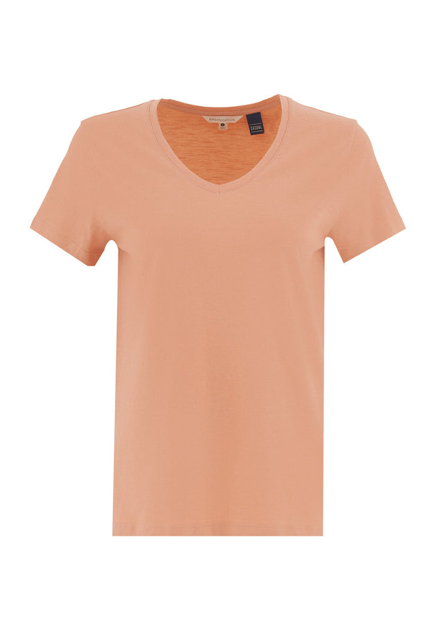 Women's Basic V-Neck T-Shirt Peach