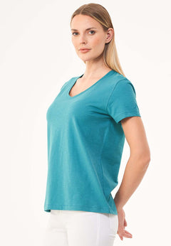 Women's Basic V-Neck T-Shirt Petrol Green