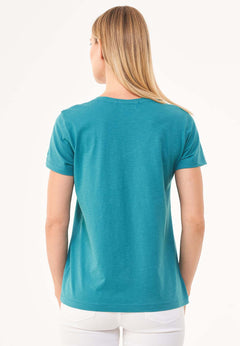 Women's Basic V-Neck T-Shirt Petrol Green