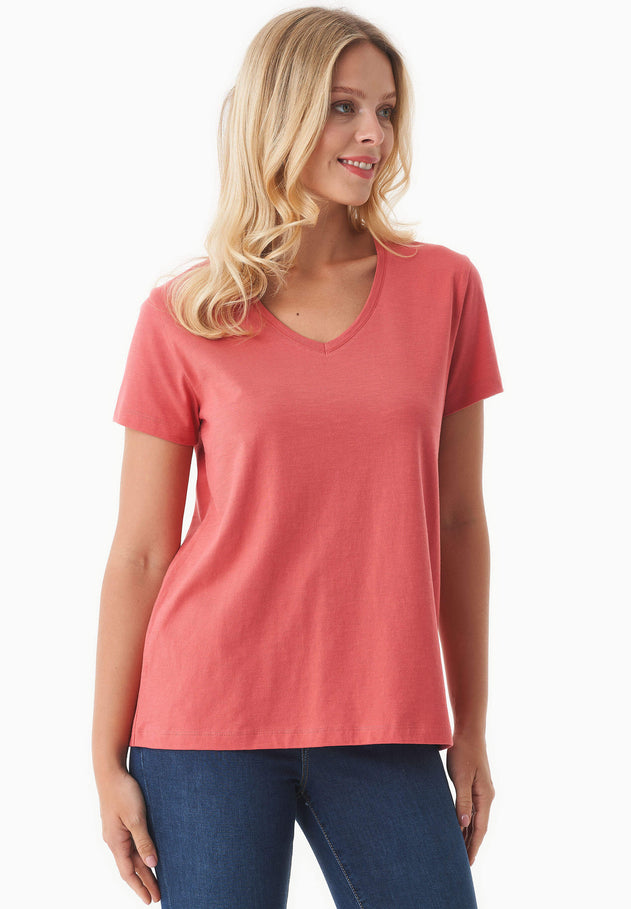 Women's Basic V-Neck T-Shirt Radiant Red