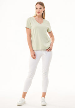 Women's Basic V-Neck T-Shirt Soft Green