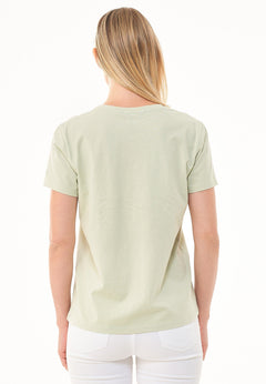 Women's Basic V-Neck T-Shirt Soft Green