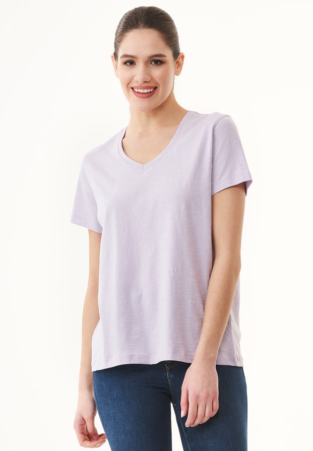 Women's Basic V-Neck T-Shirt Soft Lilac