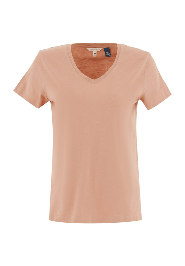 Basic V-Neck T-Shirt Tan