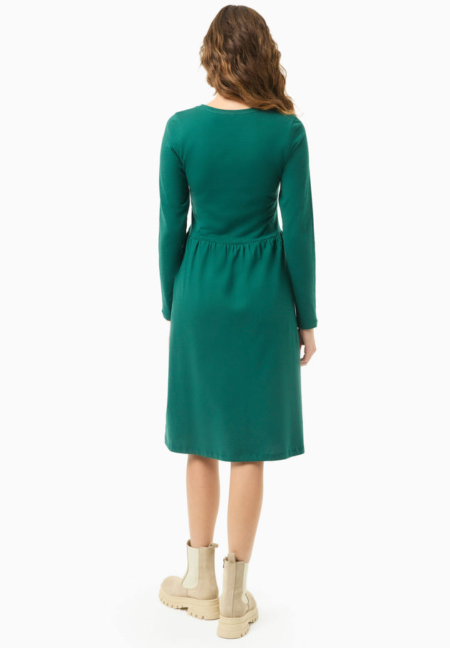 Long-Sleeved Jersey Dress Deep Emerald Green
