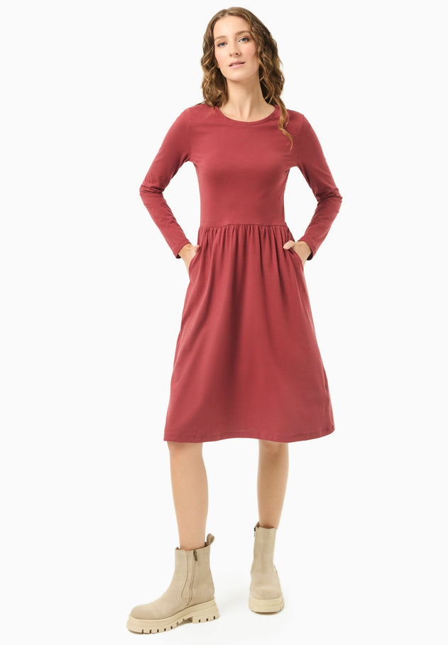 Long-Sleeved Jersey Dress Merlot Red