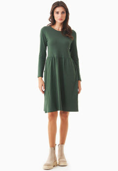 Long-Sleeved Jersey Dress Dark Olive Green