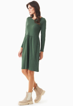 Long-Sleeved Jersey Dress Dark Olive Green