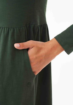 Long-Sleeved Jersey Dress Dark Olive Green