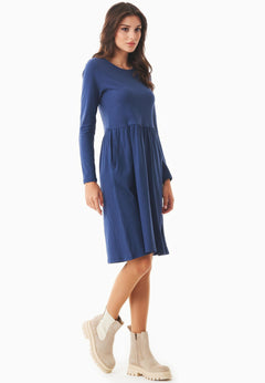 Long-Sleeved Jersey Dress Navy Blue