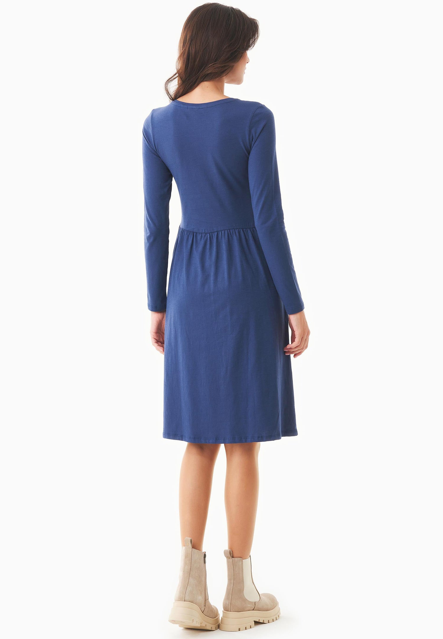 Long-Sleeved Jersey Dress Navy Blue
