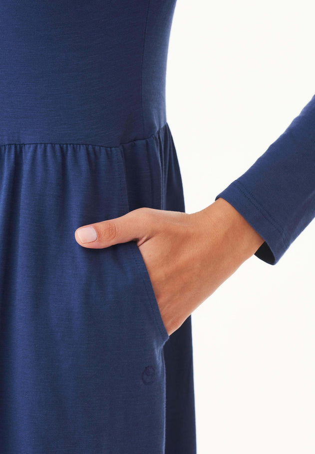 Long-Sleeved Jersey Dress Navy Blue