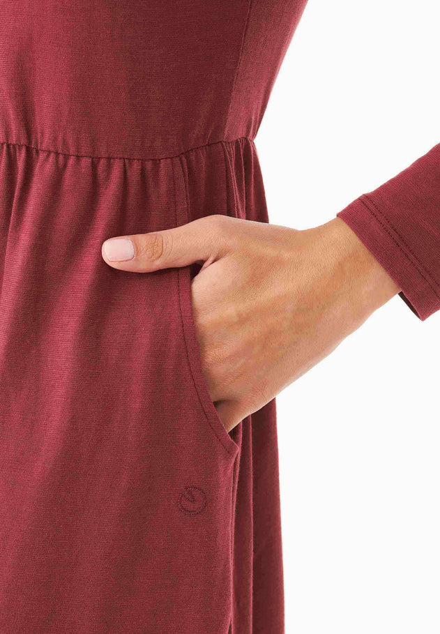 Long-Sleeved Organic Cotton Jersey Dress Syrah Red