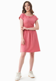 Slub Jersey Dress With Side Pockets Desert Rose Pink