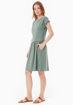 Slub Jersey Dress With Side Pockets Green Tea