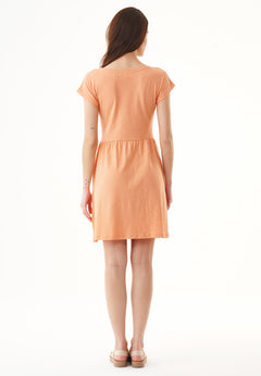 Slub Jersey Dress With Side Pockets Shell Coral Red