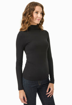 Women's Long Sleeved Cotton Turtleneck Black