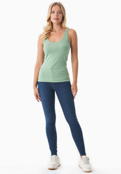 Women's Basic Ribbed Top Matcha Green