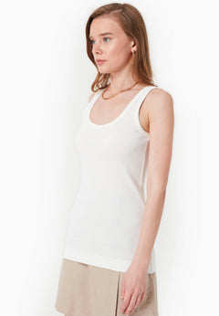 Women's Basic Ribbed Top Off White