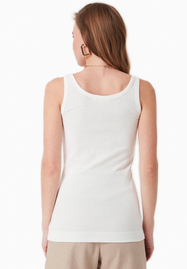 Women's Basic Ribbed Top Off White