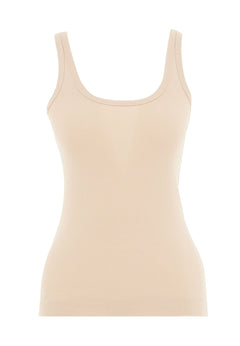 Women's Basic Ribbed Top Soft Beige