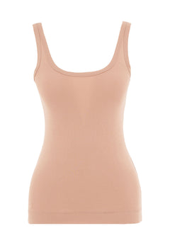 Women's Basic Ribbed Top Tan