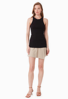 Women's High Neckline Ribbed Top Black