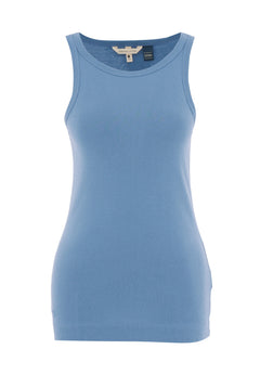 Women's High Neckline Ribbed Top Coronet Blue