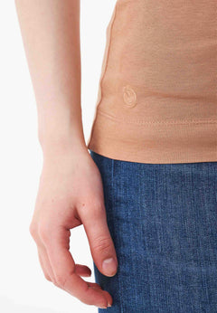 Women's High Neckline Ribbed Top Tan Beige