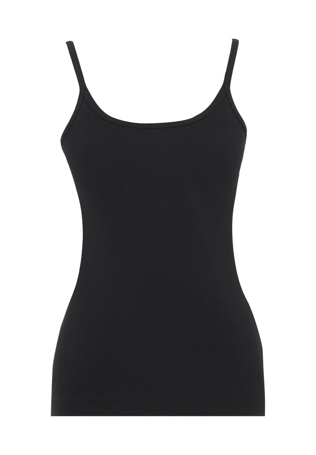 Women's Ribbed Spaghetti Strap Top Black