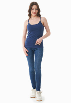 Women's Ribbed Spaghetti Strap Top Navy