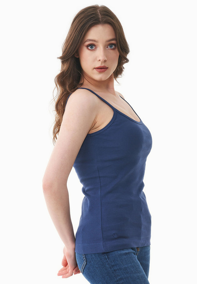 Women's Ribbed Spaghetti Strap Top Navy