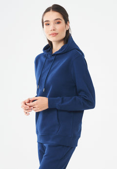 Women's Organic Cotton Hoodie With Kangaroo Pocket Navy