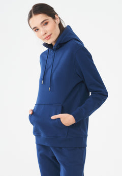 Women's Organic Cotton Hoodie With Kangaroo Pocket Navy