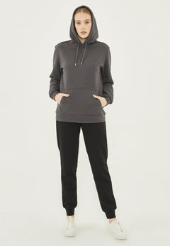 Women's Organic Cotton Hoodie With Kangaroo Pocket Asphalt