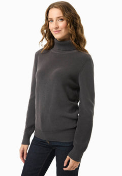 Women's Organic Cotton Turtleneck Knit Asphalt