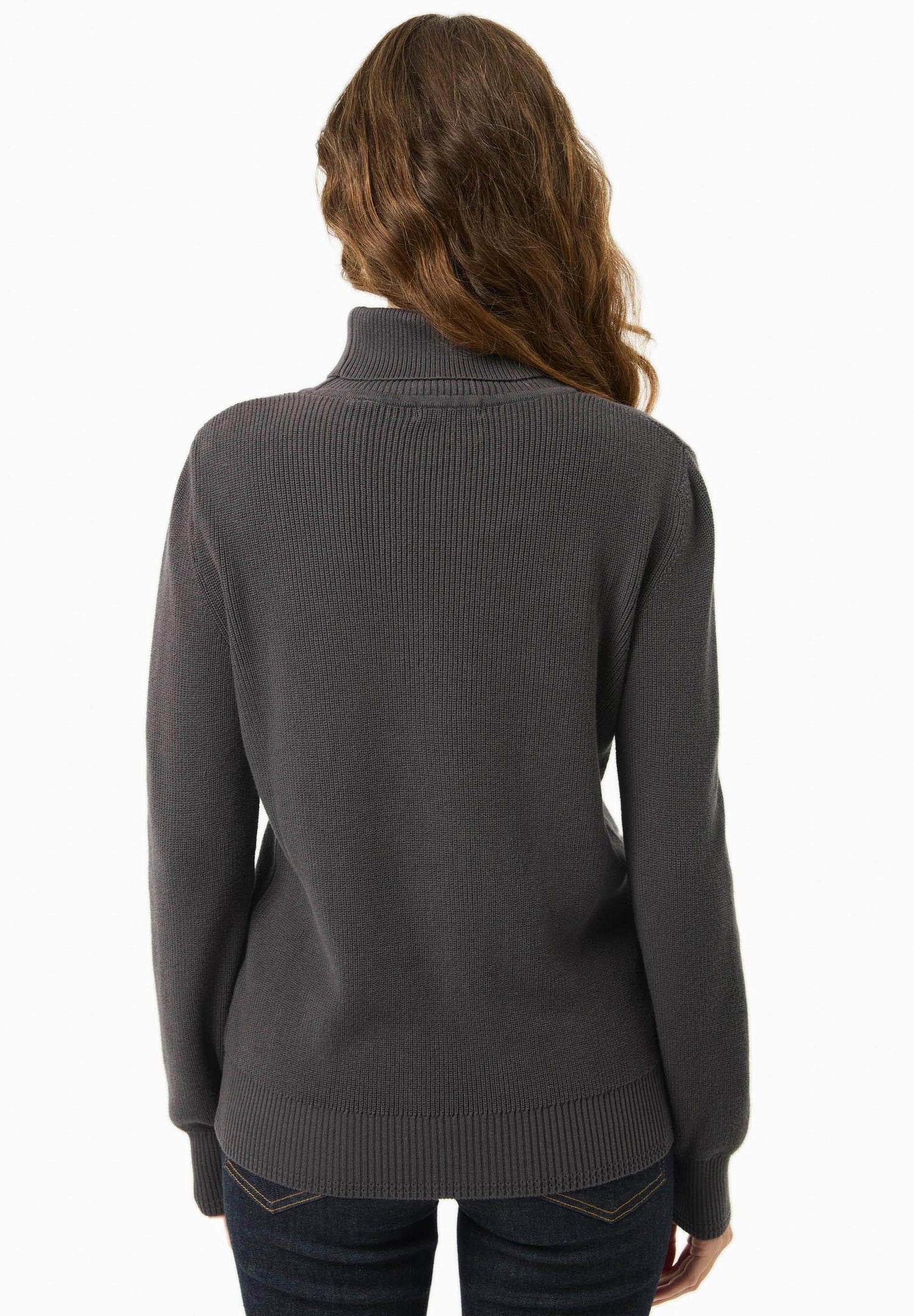 Women's Organic Cotton Turtleneck Knit Asphalt