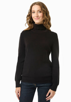 Women's Organic Cotton Turtleneck Knit Black