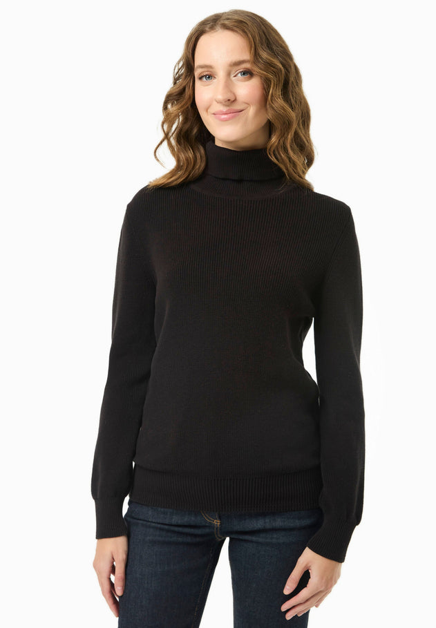 Women's Organic Cotton Turtleneck Knit Black