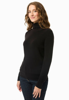 Women's Organic Cotton Turtleneck Knit Black