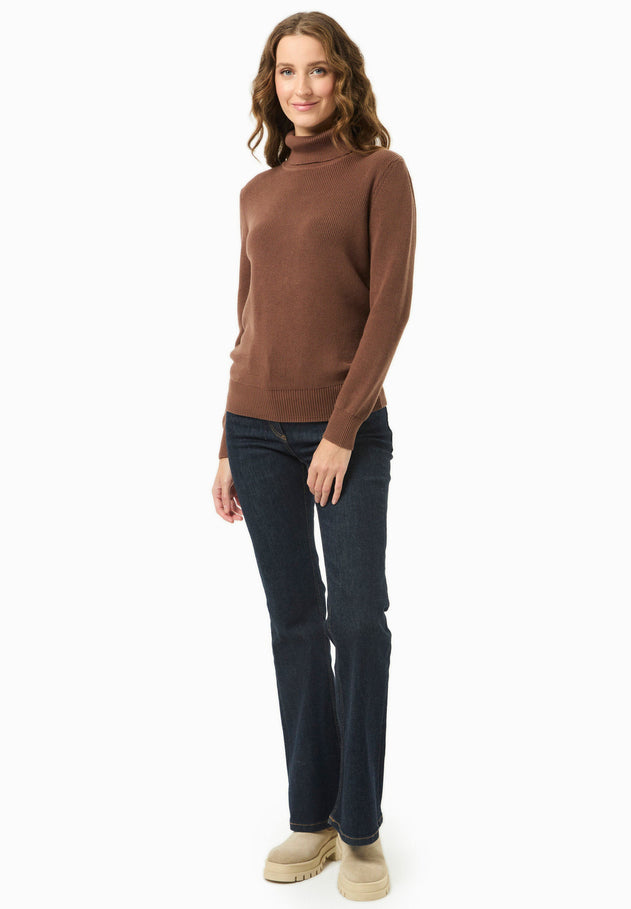 Women's Organic Cotton Turtleneck Knit Cocoa Brown