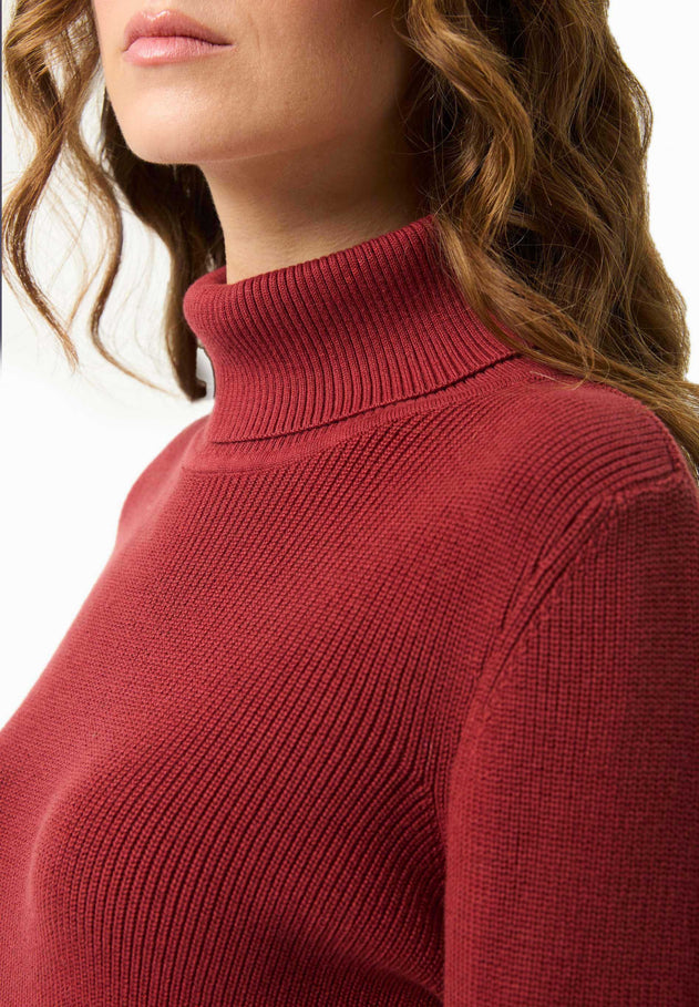 Women's Organic Cotton Turtleneck Knit Merlot