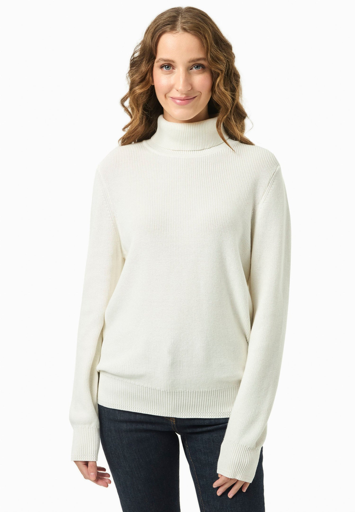 Women's Organic Cotton Turtleneck Knit Off White