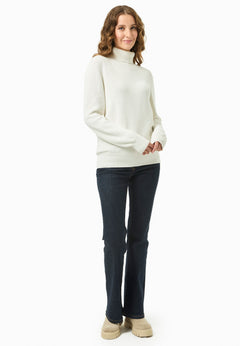 Women's Organic Cotton Turtleneck Knit Off White