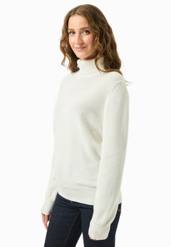 Women's Organic Cotton Turtleneck Knit Off White