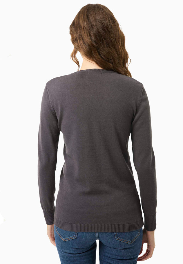 Women's Round Neck Organic Cotton Knit Asphalt